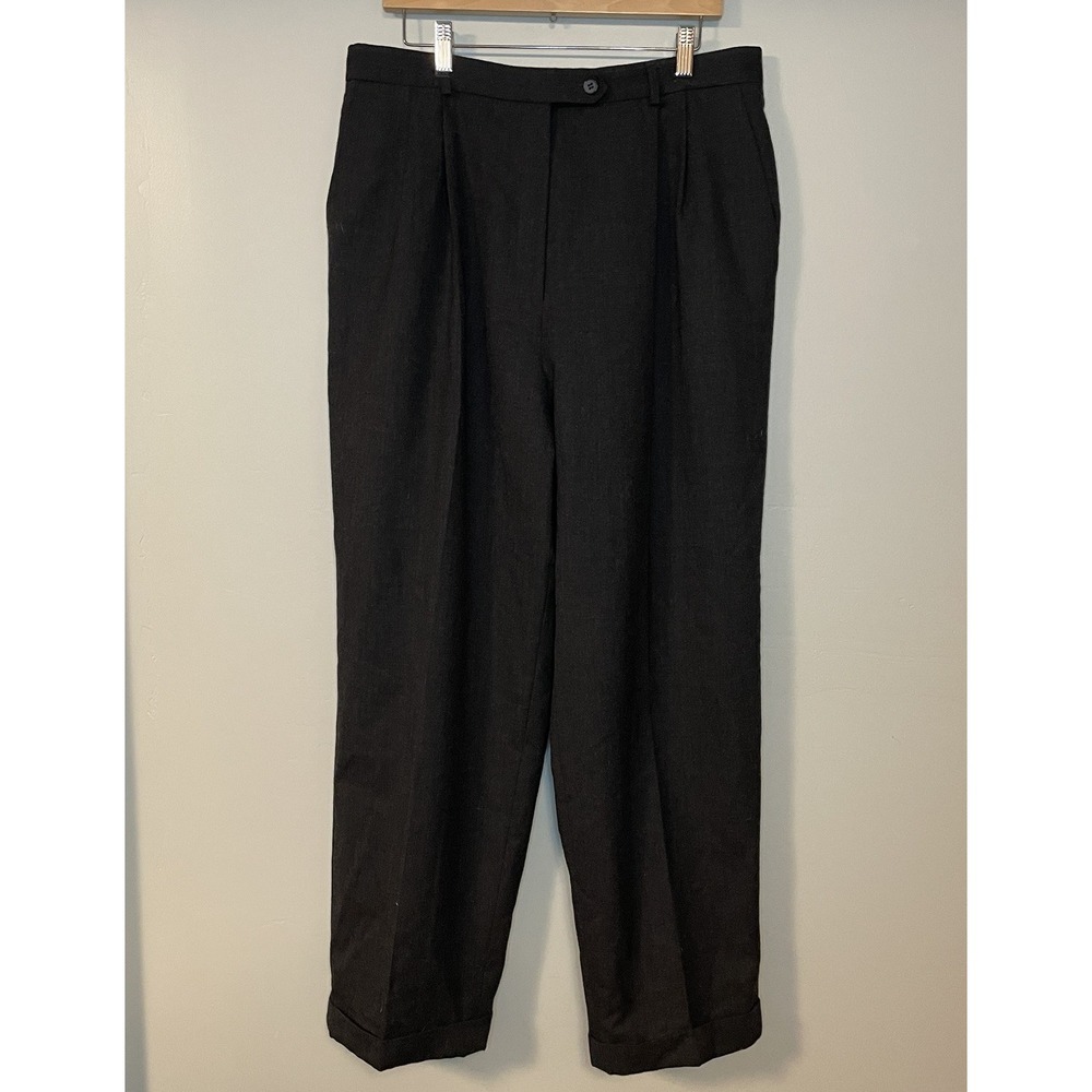 Talbots Pants Women 18 Gray Vintage Flat Front Worsted Wool Career Trousers VTG